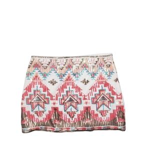Sequin Embellished Geometric Pattern Mini Skirt